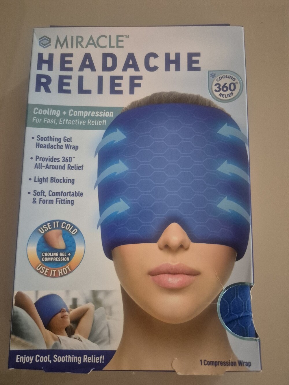 Miracle Blue Cooling Headache Relief Compression Wrap